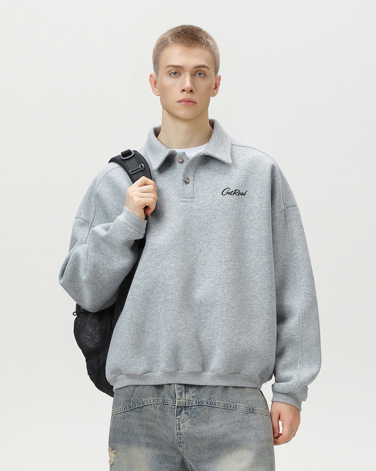 Oversized Embroidered Polo Sweater