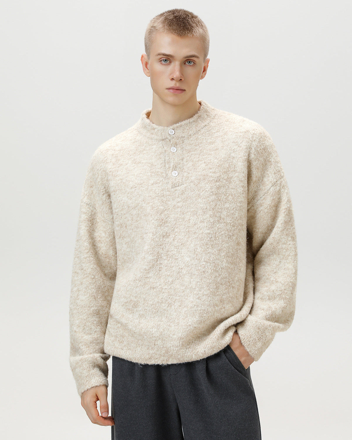 Heritage Wool Blend Oversized Polo Sweater – Classic
