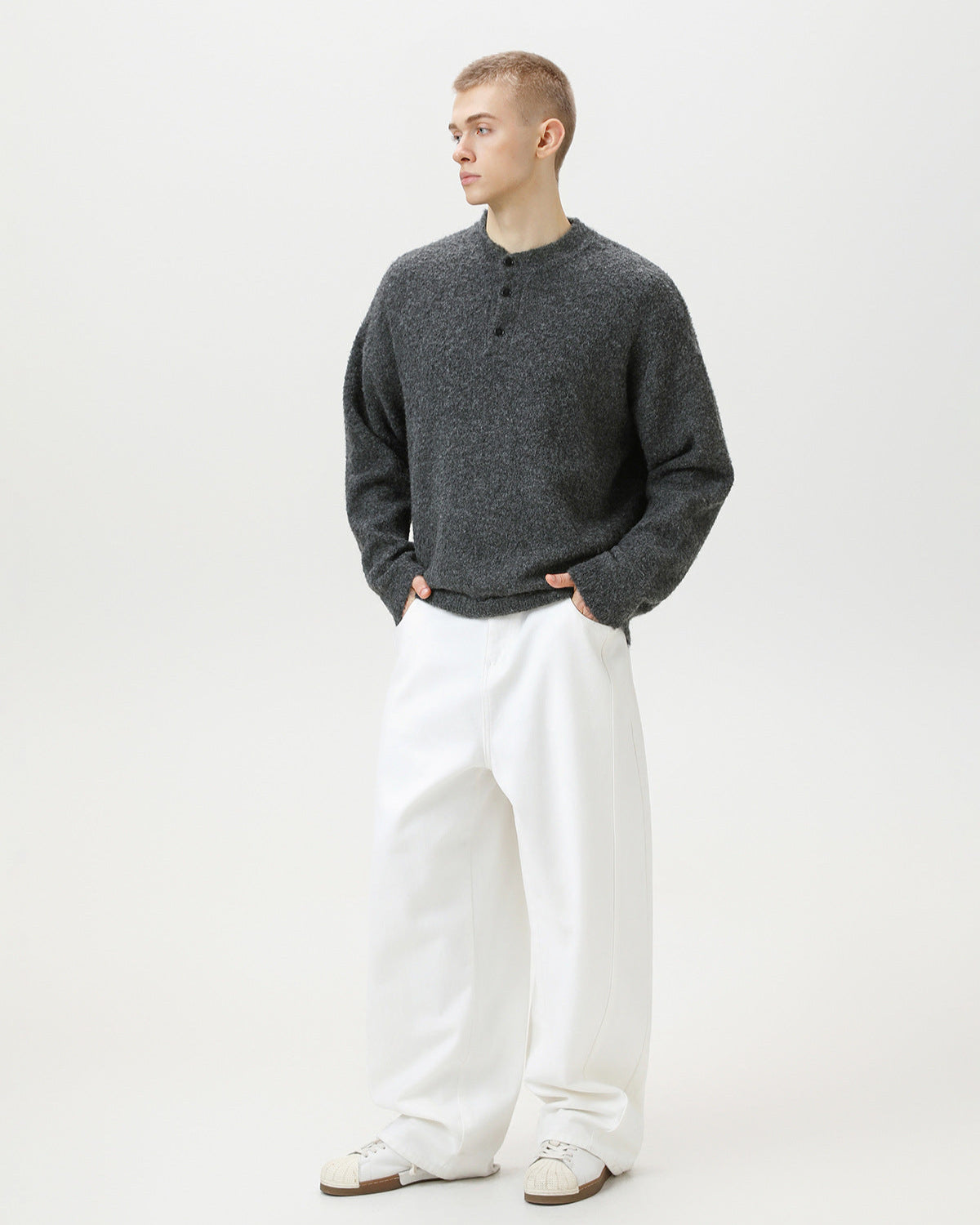 Heritage Wool Blend Oversized Polo Sweater – Classic