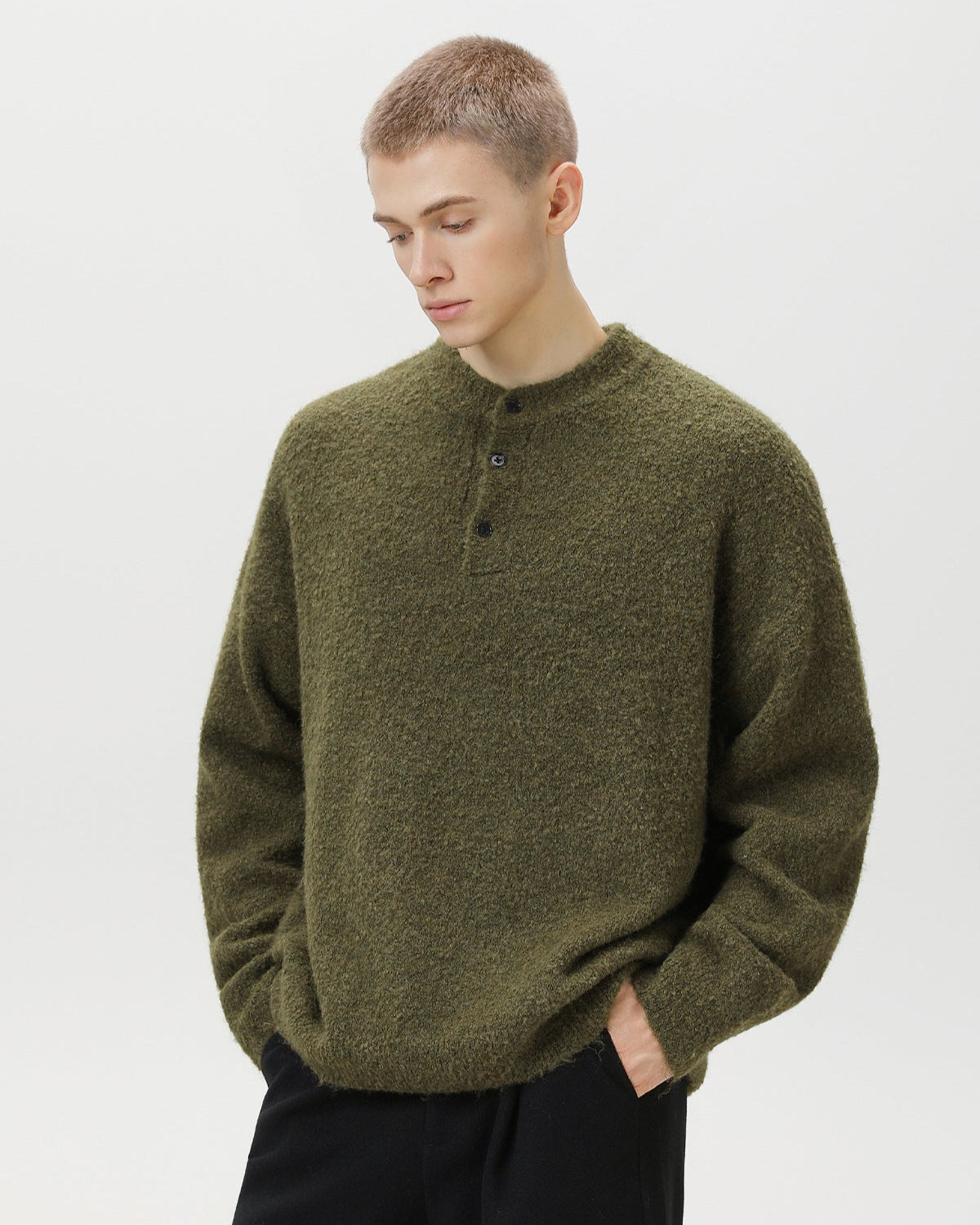 Heritage Wool Blend Oversized Polo Sweater – Classic