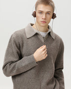 Wool Blend Collar V-Neck Knit Sweater – Smart