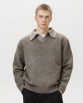 Wool Blend Collar V-Neck Knit Sweater – Smart