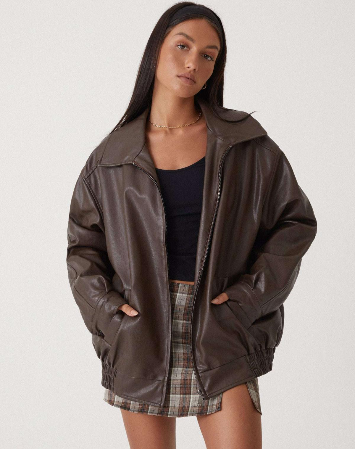 Elena | Women's Casual Leather Jacket – Stylish Biker Style Coat