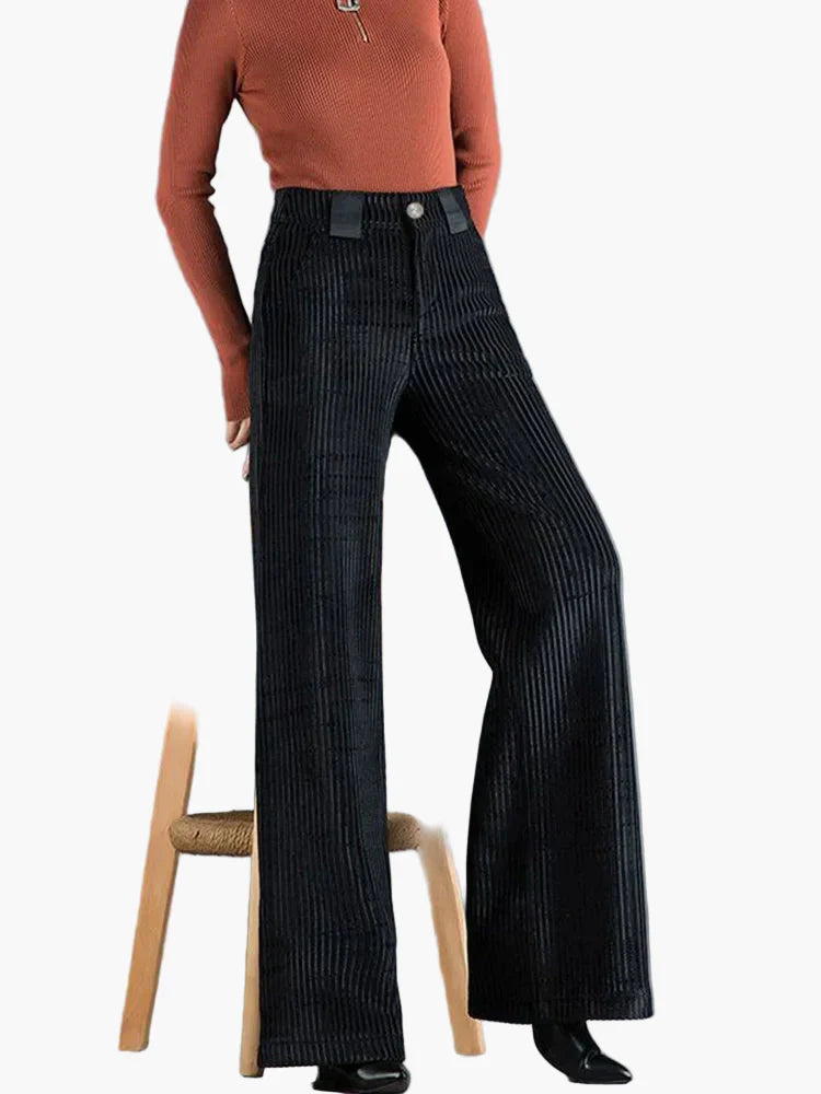 Amelia | Women's Corduroy Flared Trousers – Elegant Wide Leg Workwear