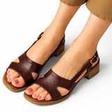 Slip-On Sandals – Square Toe, Low Block Heel, Adjustable Fit for Everyday Wear